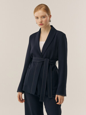 [리퍼브][Drama Signature] Shawl Collar Stitch Blazer_2color