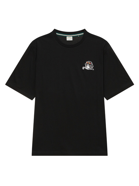 티셔츠,티셔츠 - 피즈 (PHIZ) - [헤지스 피즈] 블랙 프리미어 코튼 버킷 미들 로고 반팔 티셔츠