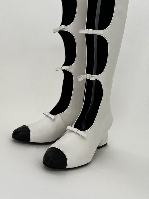 부츠 - 이에이에 (yieyie) - Y.12 Quinn Ribbon Long Boots / Y.12-B36 / WHITE
