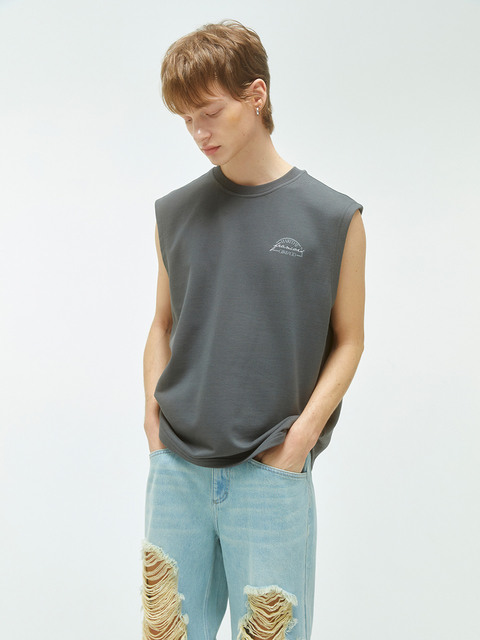 티셔츠 - 마리떼프랑소와저버 (Marithe Francois Girbaud) - EMBLEM LOGO SWEAT SLEEVELESS charcoal