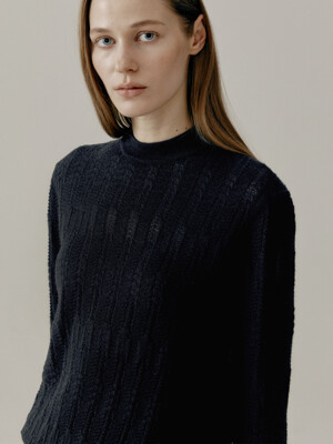 Distressed Silk turtleneck knit Black