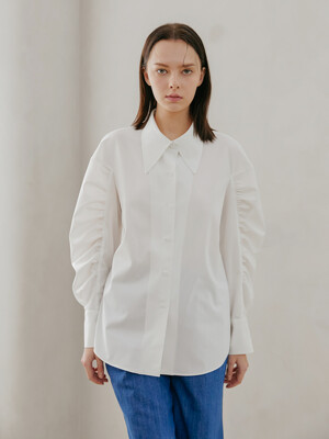 Ruched sleeve shirt 주름소매 셔츠 _ 화이트