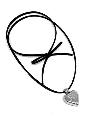 Heart Surgical Pendant Necklace [Black Suede]