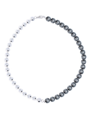 Half & Half Silver Ball Chain Necklace[92.5Silver/Grey]