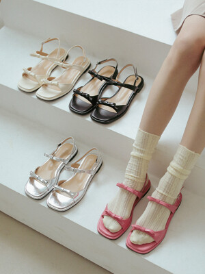 [단독]ljh7018 Two Strap Ribbon Sandals - 5 Colors