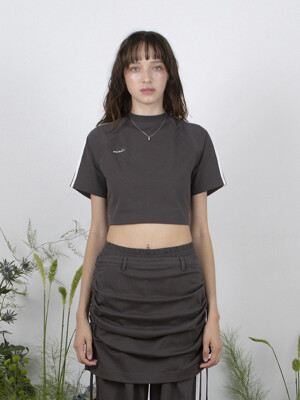 BACK LACE-UP TRACK TOP - CHARCOAL