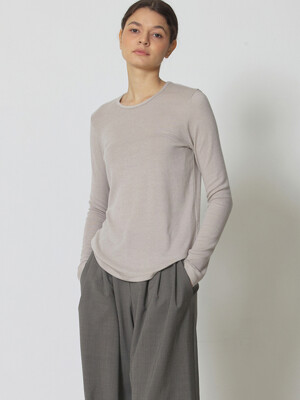 [ver.2023 Fall New] Wool jersey sleek neck top warm beige