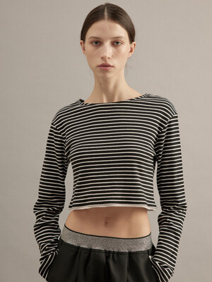 Stripe Crop T-shirt  Black