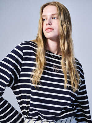 TSHIRT LONG SLEEVE STRIPE MRCD_NAVY TAUPE