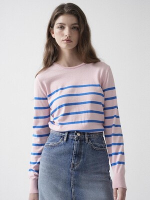 Cotton Round Stripe Knit (Pink)