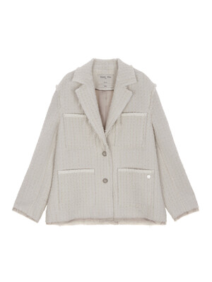 TWEED POCKET BLAZER IN IVORY