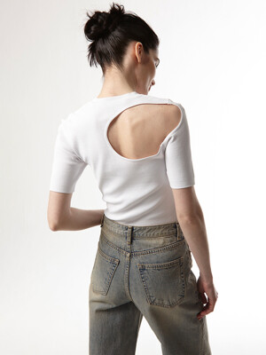 SIGNATURE BACK CUT-OUT KNIT (WHITE)