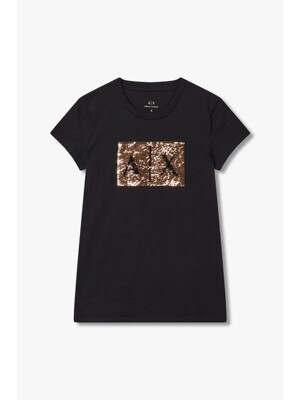 AX 여성 체인지 스팽글 로고 티셔츠(A424130031)블랙