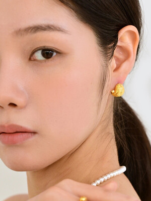 24 Gold two texture bold ring Earring -silver925