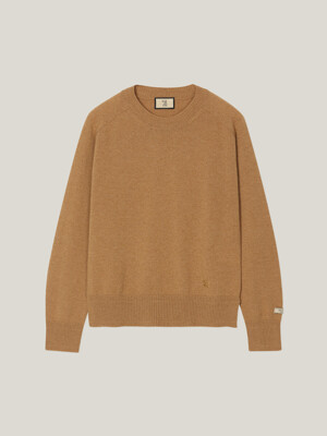 Cashmere 100% Alma Essential Pullover (Bright Camel)