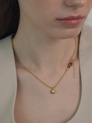 Small heart with surgical gold ball chain necklace