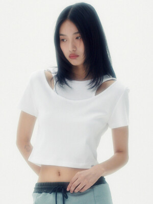 INCISION CROP H/S TEE [WHITE]