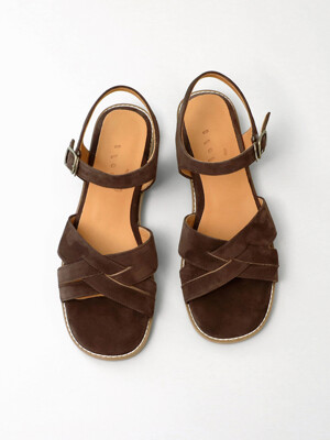 Crossover Suede Sandals . Brown