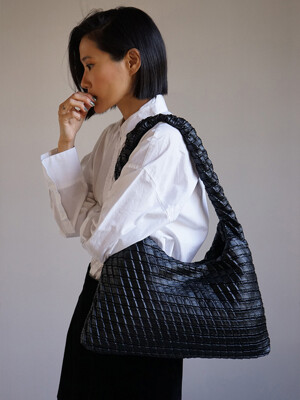 Textured Hobo Bag Black
