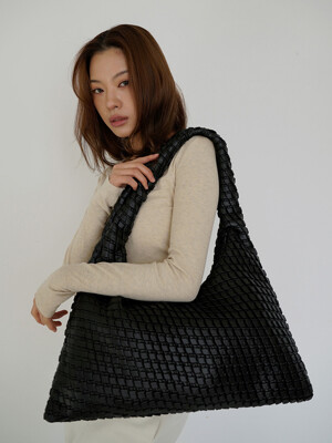Textured Hobo Bag Medium Black