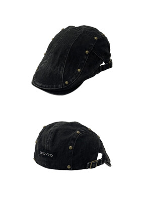 Stud Washed Hunting Cap_[Black]