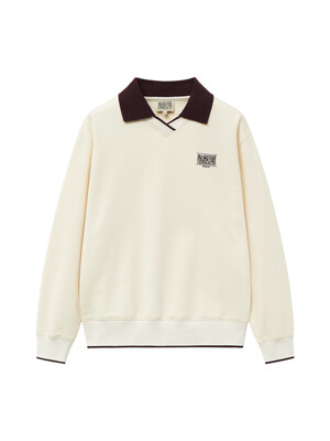 MOUVEMENT V-NECK COLLARED SWEATSHIRT ivory