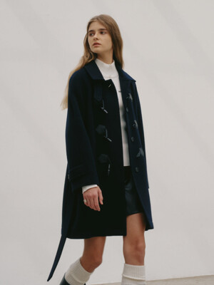 [LE CLASSIQUE] BARCELONA Cashmere Mac Toggle Wool Half Coat_Royal Navy