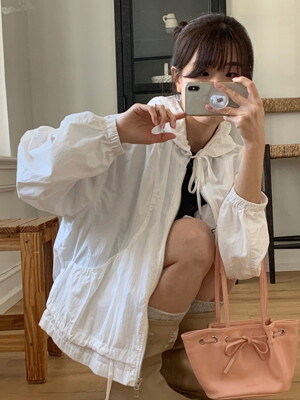 A HOODED WINDBREAKER JACKET_WHITE