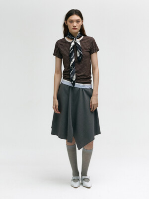 ASYMMETRY WOOL SKIRT_grey