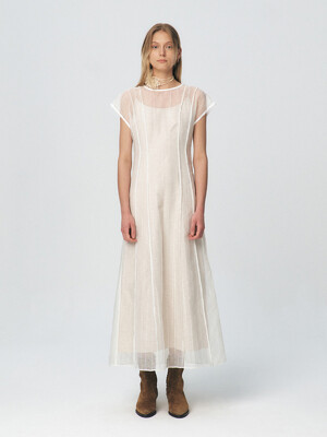 [3차리오더] Pintucked Layering Dress, Ivory