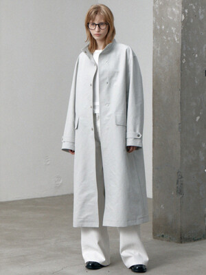 high neck trench coat (light gray)