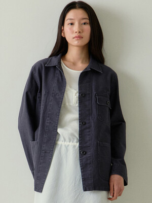 washed french work jacket (vintage blue)