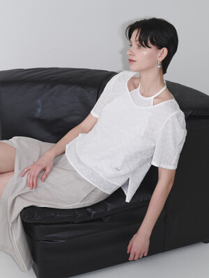 Halter Layerd Eyelet Blouse SW4MB738-03