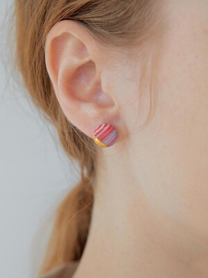 STRATUM daily round earring (Red&Blue)