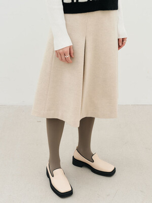 4W Premium Wool Pleated Skirt - Ivory