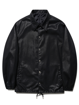 WAX COATED BANDING COACH JACKET_BLACK