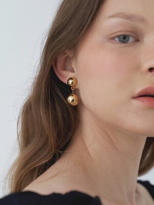 Two Gold Ball Earrings