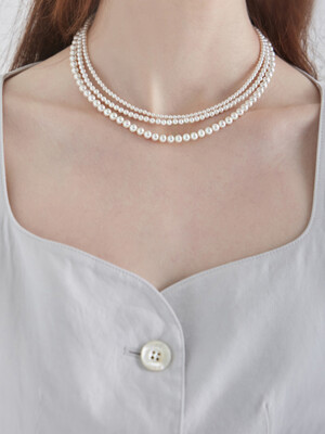 Simple Basic Layered Pearl Necklace(short)