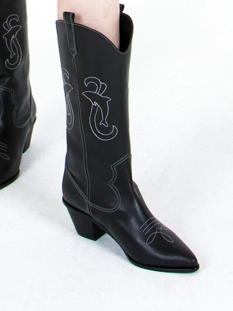 부츠,부츠 - 플러터 스튜디오 (Flutter Studio) - Dolphin Western Boots (Black)