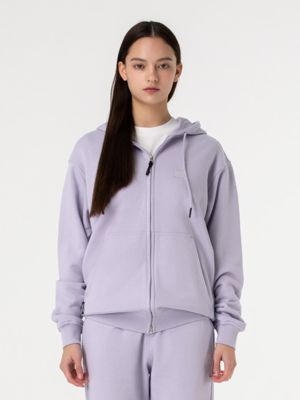 ESSENTIAL APPLIQUE FULL ZIP-UP HOODIE-LAVENDER