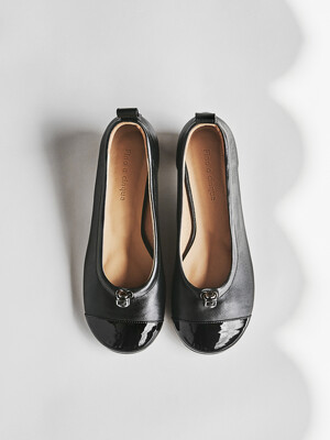 Ngela round toe stopper low pumps_black combi