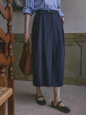 KYLIE tencel slit skirt_navy