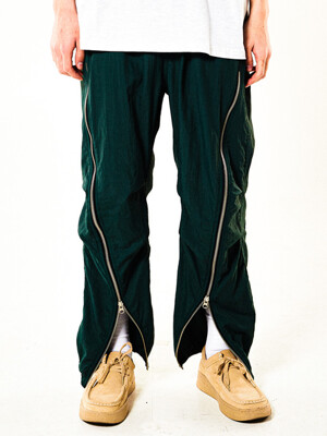 SCREW UP ZIPPER JOGGER PANTS (GREEN)