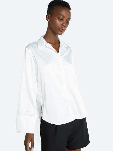 셔츠,블라우스 - 해브레스 (HAVELESS) - Overcuff Silky Shirt White