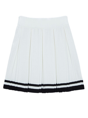 [2size]Two-Tone Pleated Knitwear Skirt (Ivory)_L3A1-NS02K