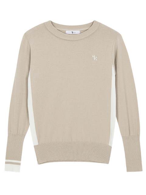 골프 - 릭크골프 (LIKKgolf) - Two-Tone Round Knitwear (Beige)_L3A1-NB01K