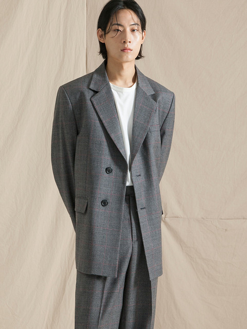 아우터 - 문빔 (MOONVIM) - moonvim single blazer (gray check)