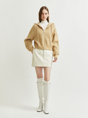 ARIN Zip-up Hooded Knit Cardigan_Beige