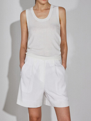 SIDE POCKET HALF PANTS_WHITE