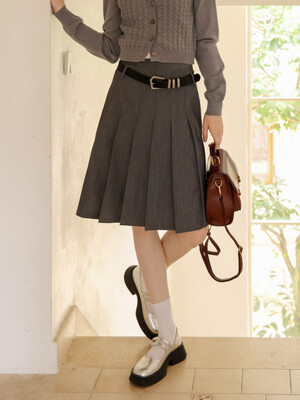 Cest_Casual high waist pleated skirt